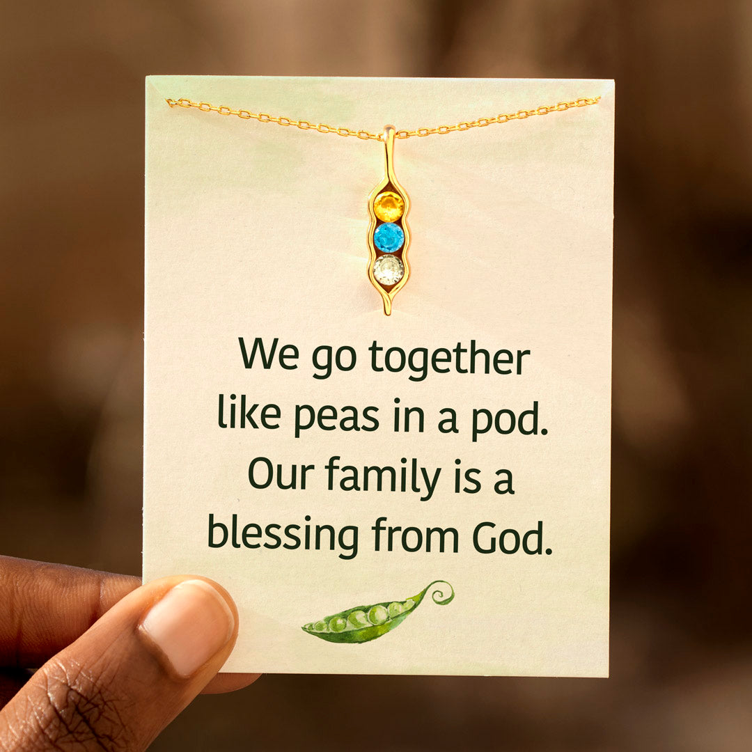 2-6 Birthstones Pea Pod Necklace