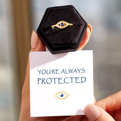 Always Protected Golden Evil Eye Ring
