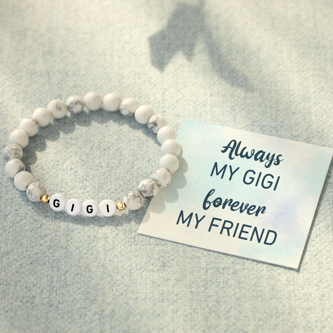 GIGI White and Black Beaded Marble Bracelet