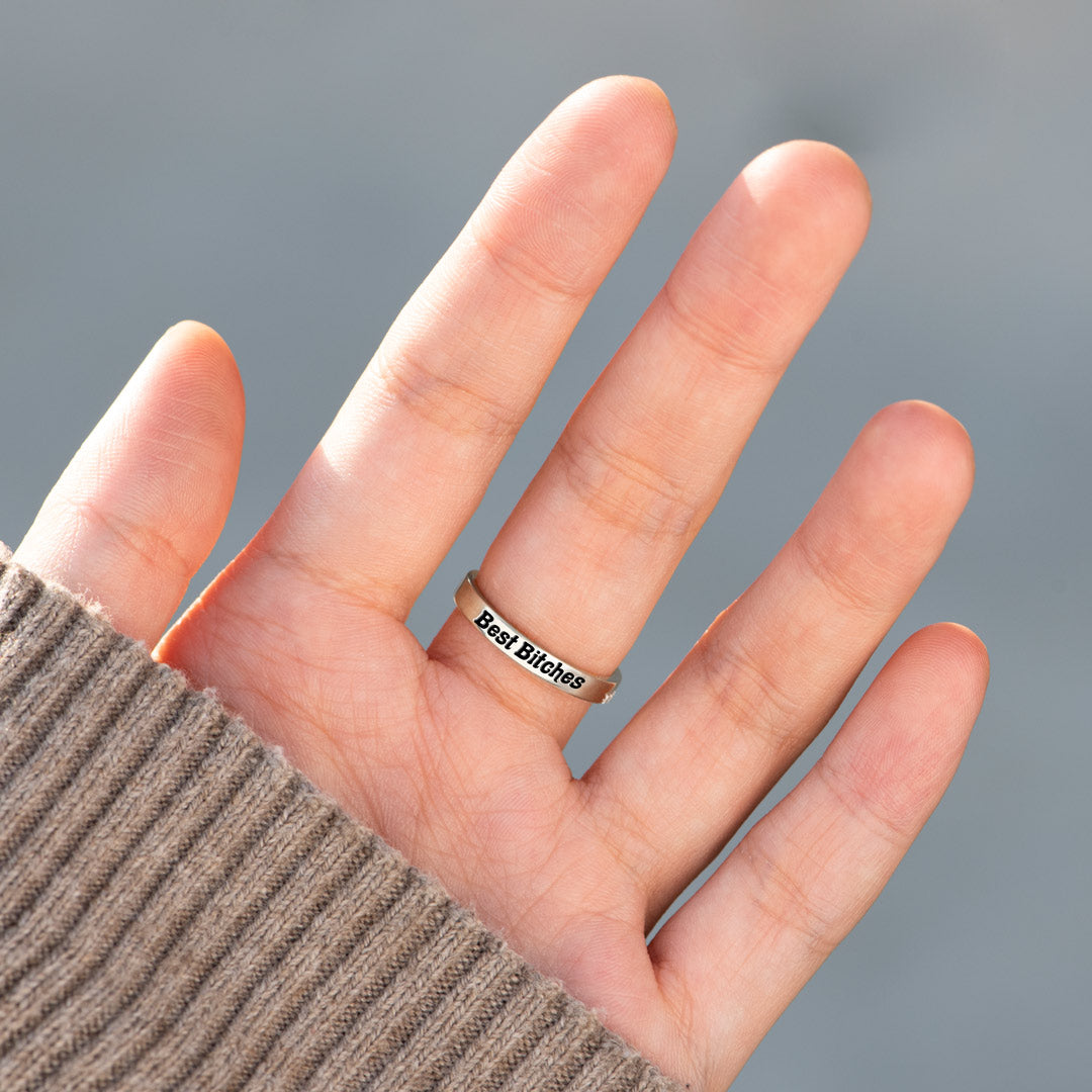 Best Bitches Matching Minimalist Wave Ring