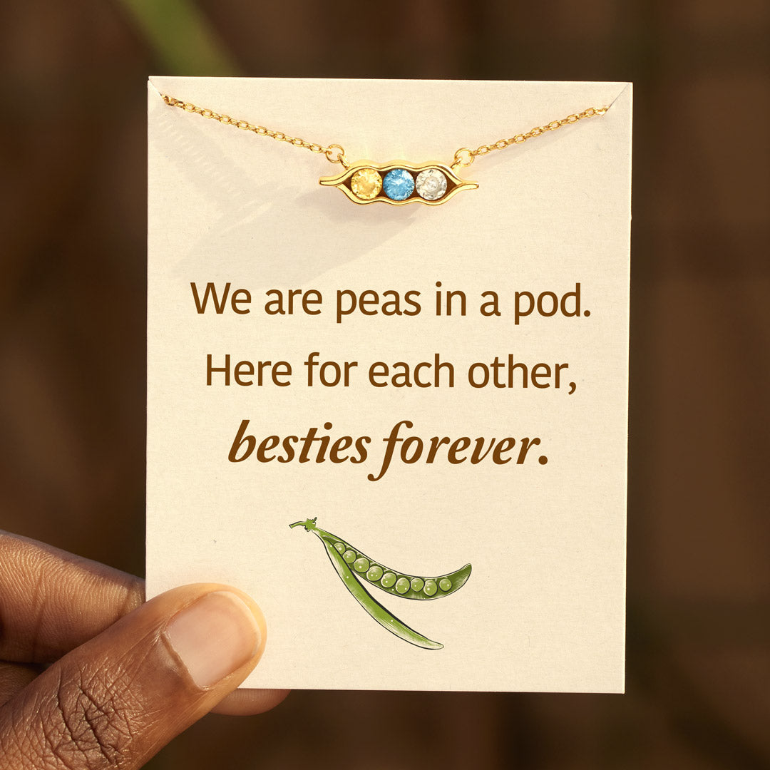 Peas in a Pod 2-6 Birthstones Pea Pod Horizontal Necklace
