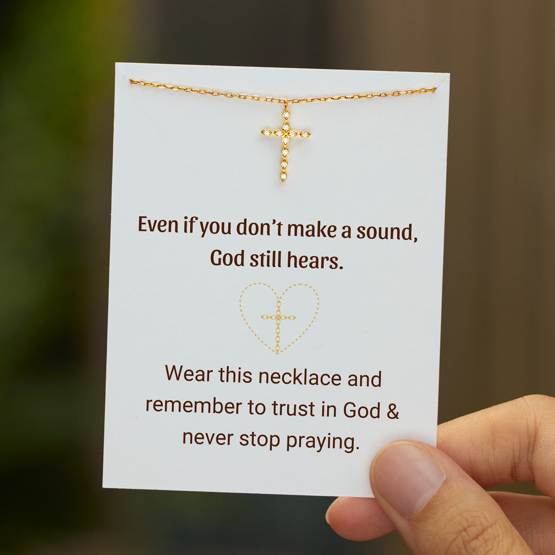 Never Stop Praying Marquise Cross Necklace
