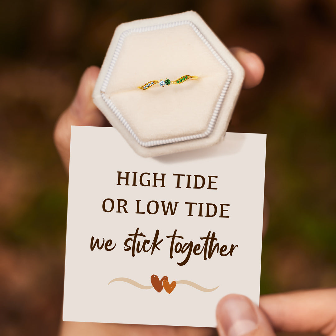 High Tide Or Low Tide Customized Double Stone Wavy Ring