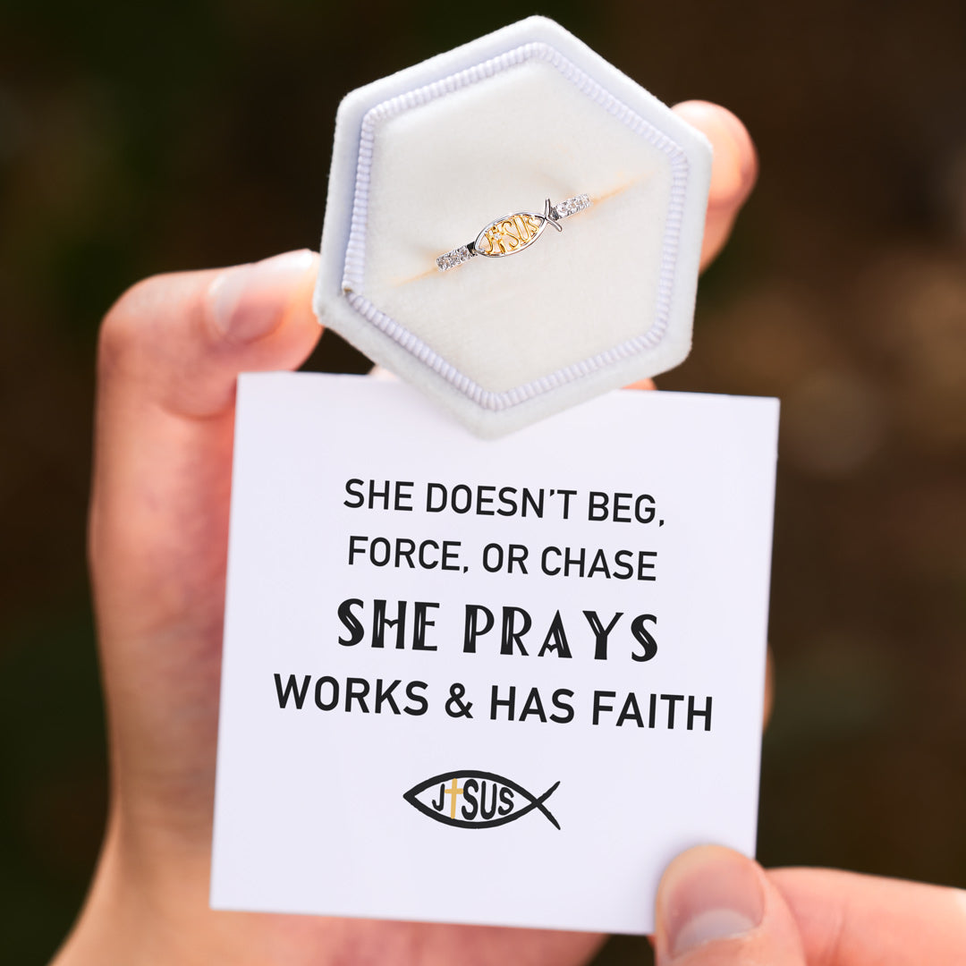 Sterling Silver Jesus Fish Ring Christian Religious Gift