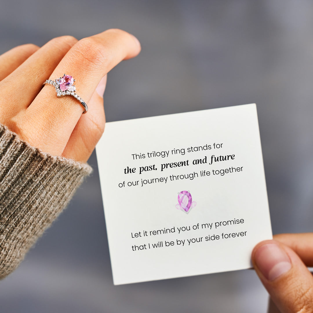Past Present Future Teardrop Trilogy Ring