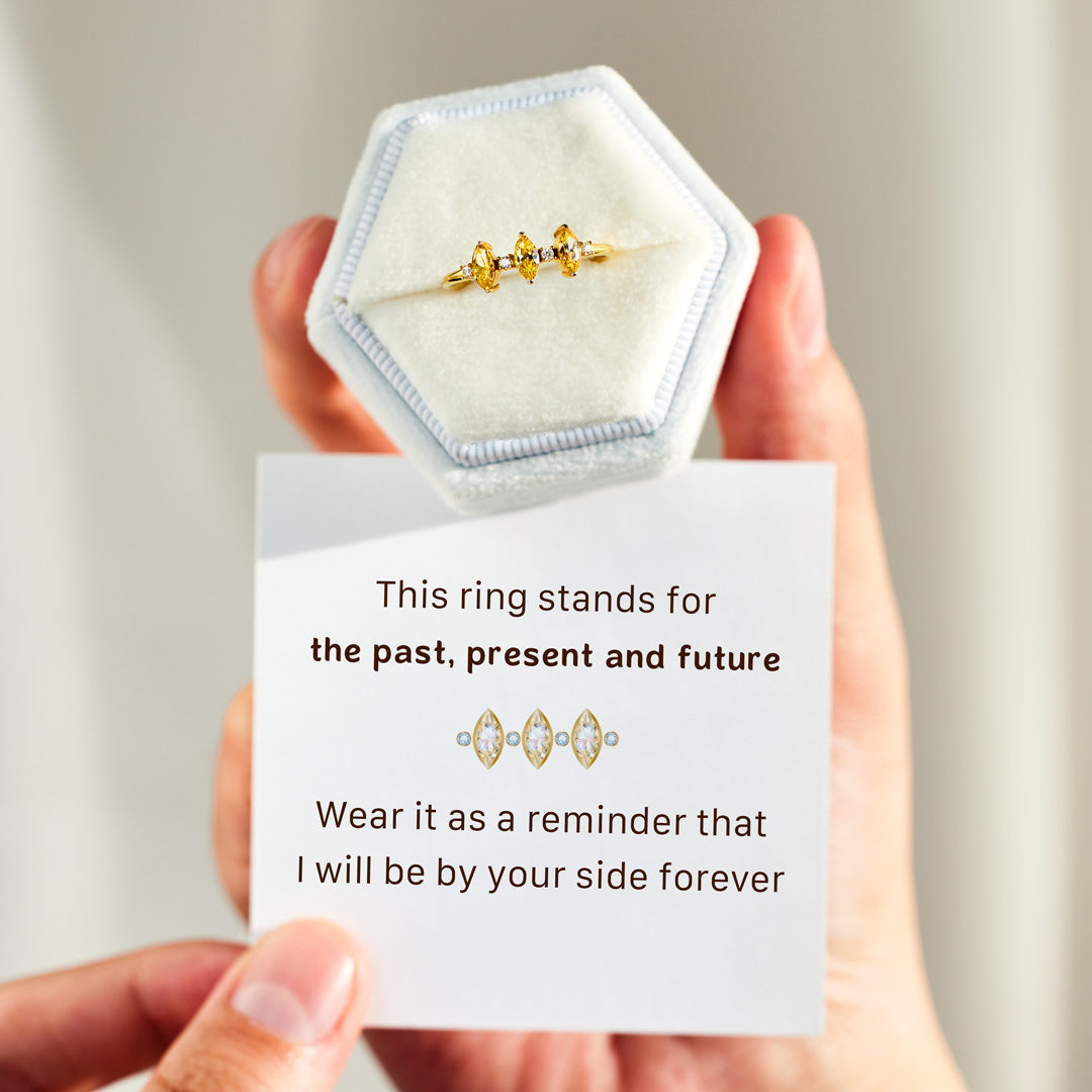 Past Present Future Triple Marquise Ring