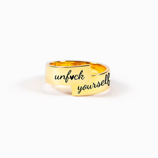 Unfck Yourself Engraved Wrap Ring
