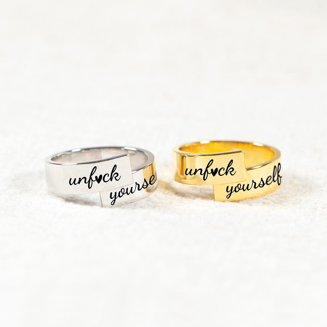 Unfck Yourself Engraved Wrap Ring