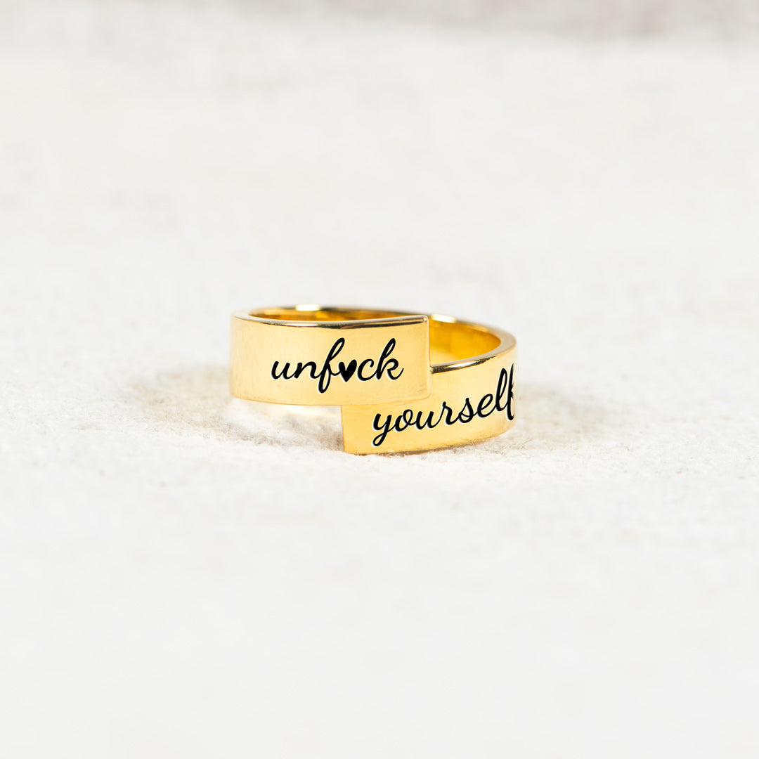 Unfck Yourself Engraved Wrap Ring