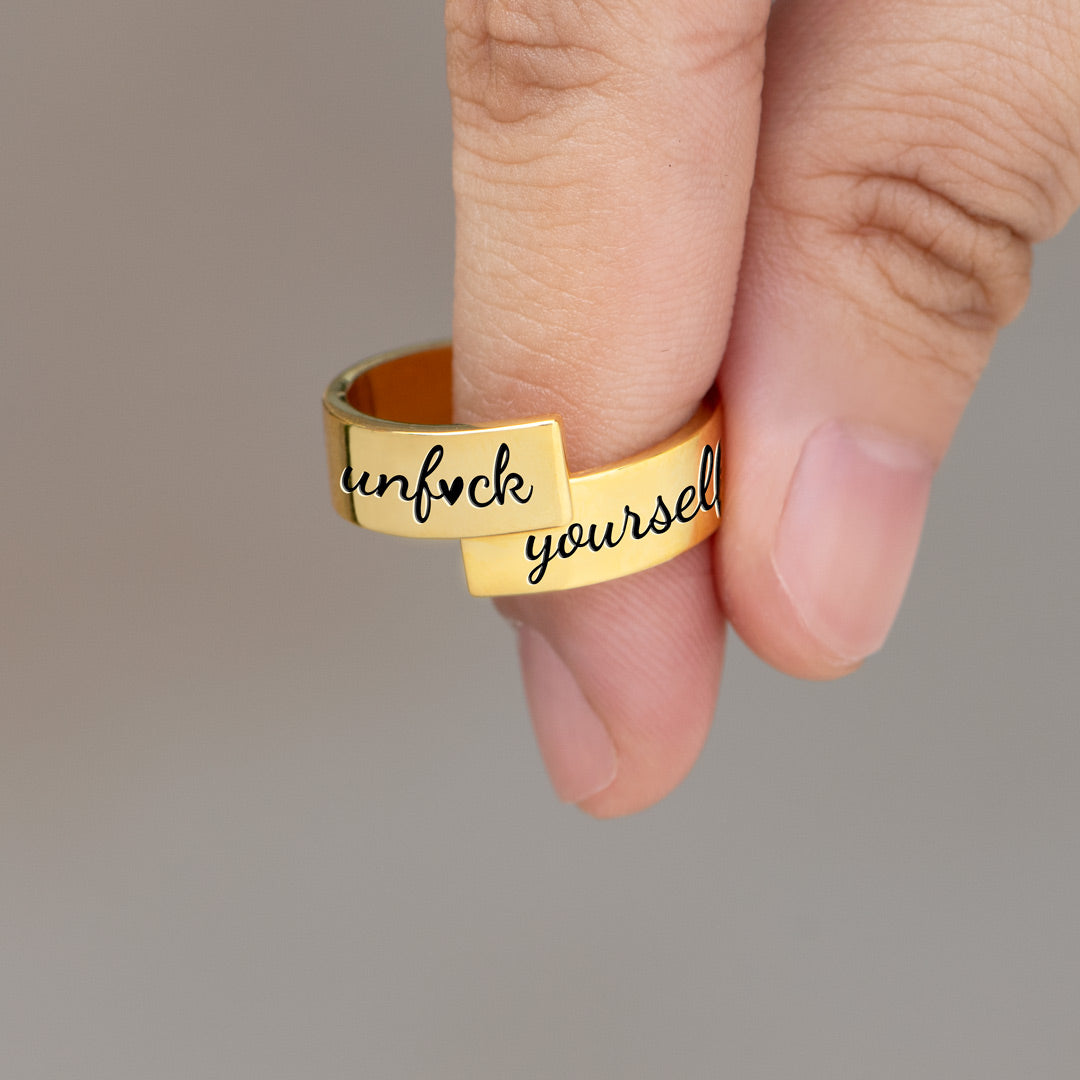Unfck Yourself Engraved Wrap Ring