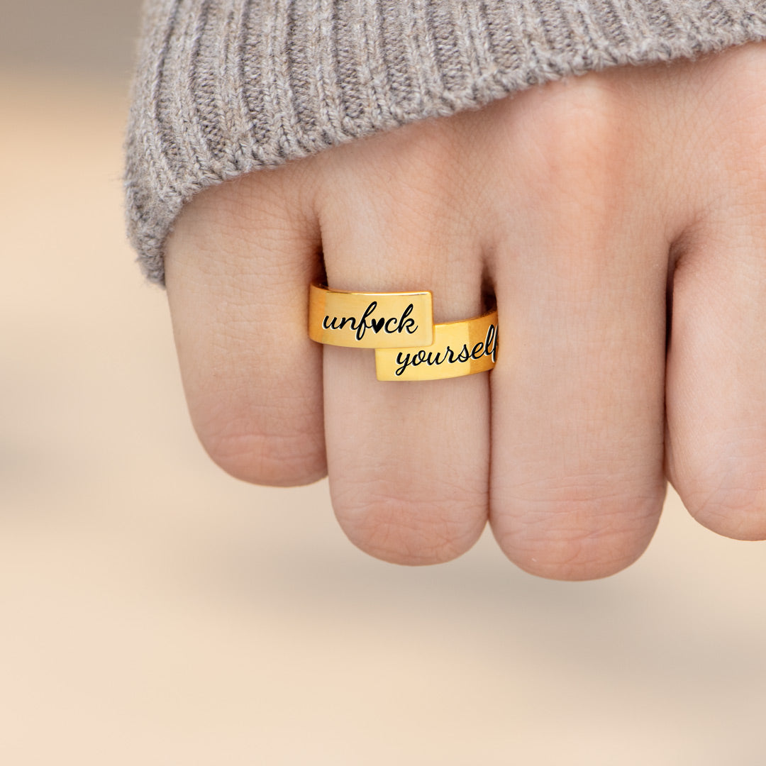 Unfck Yourself Engraved Wrap Ring
