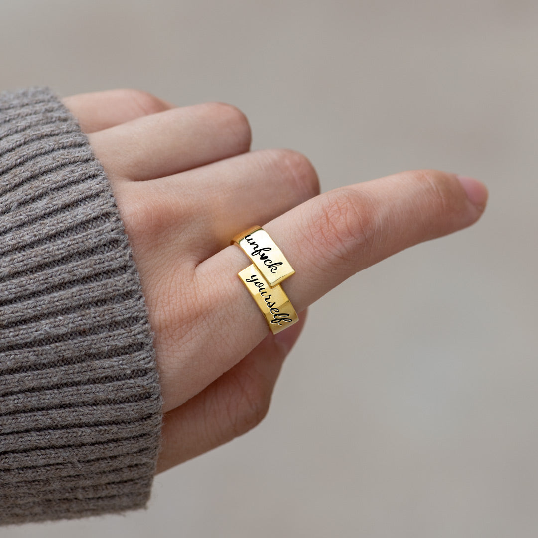 Unfck Yourself Engraved Wrap Ring