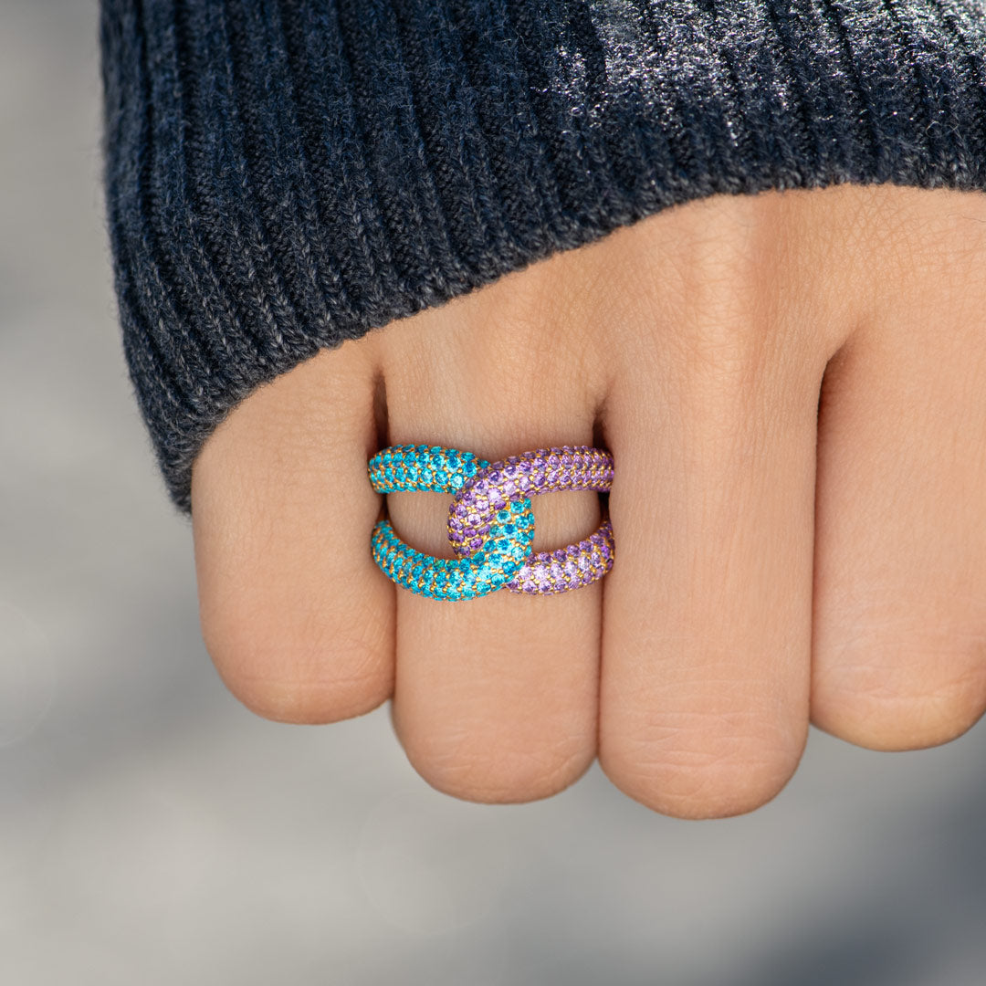 Mother&Daughter Bond Woven By Love Birthstones Chunky Link Ring