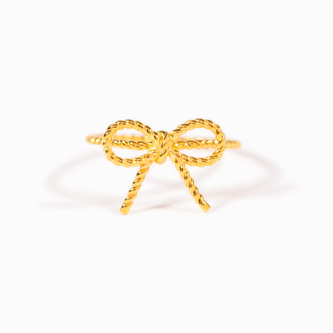Sealed with Angel's Kiss Golden Ribbon Ring