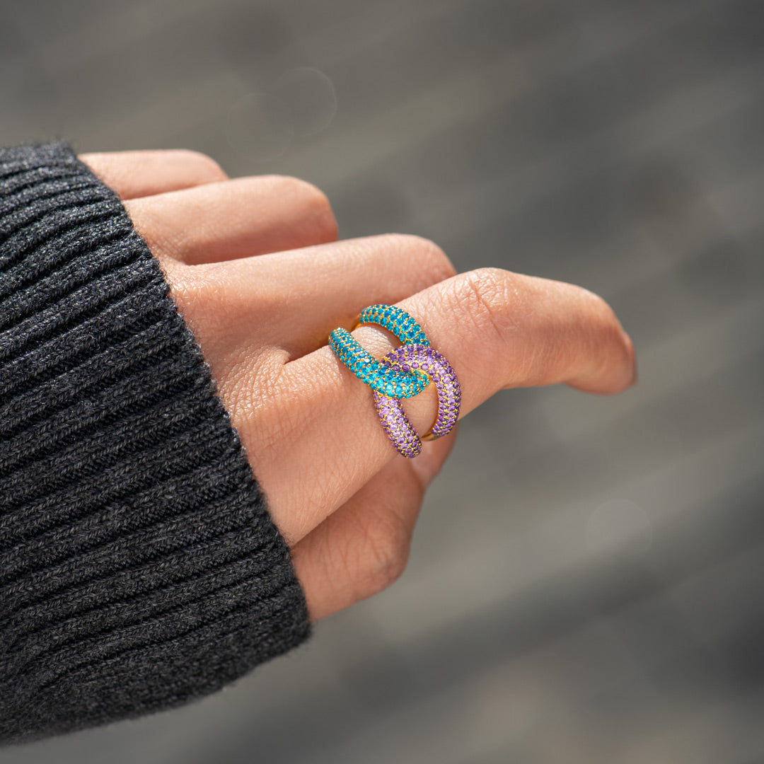 Mother&Daughter Bond Woven By Love Birthstones Chunky Link Ring