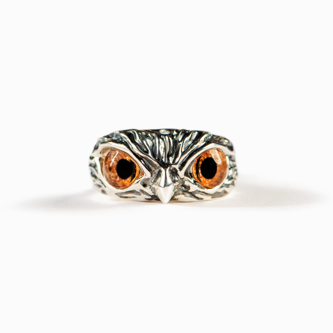 Vintage Owl Ring In Silver