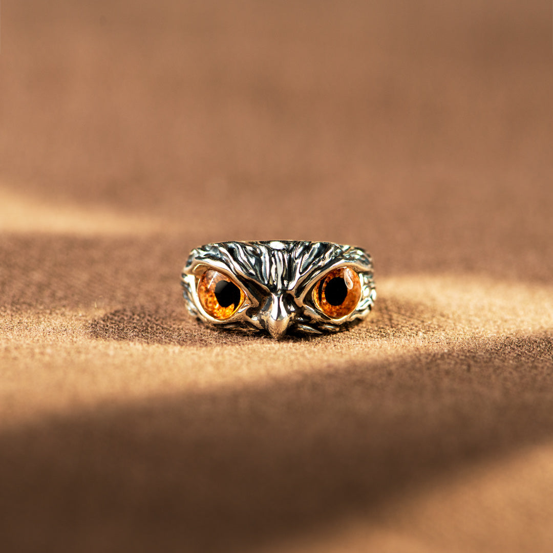 Vintage Owl Ring In Silver