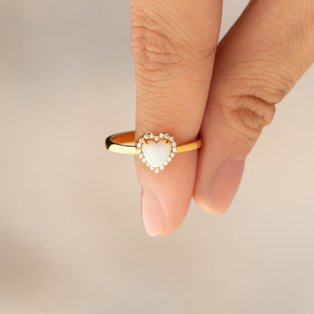 Mother&Daughter Together For Life Matching Heart Opal Ring
