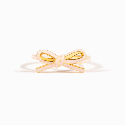 Enamel Pink Bow Ring