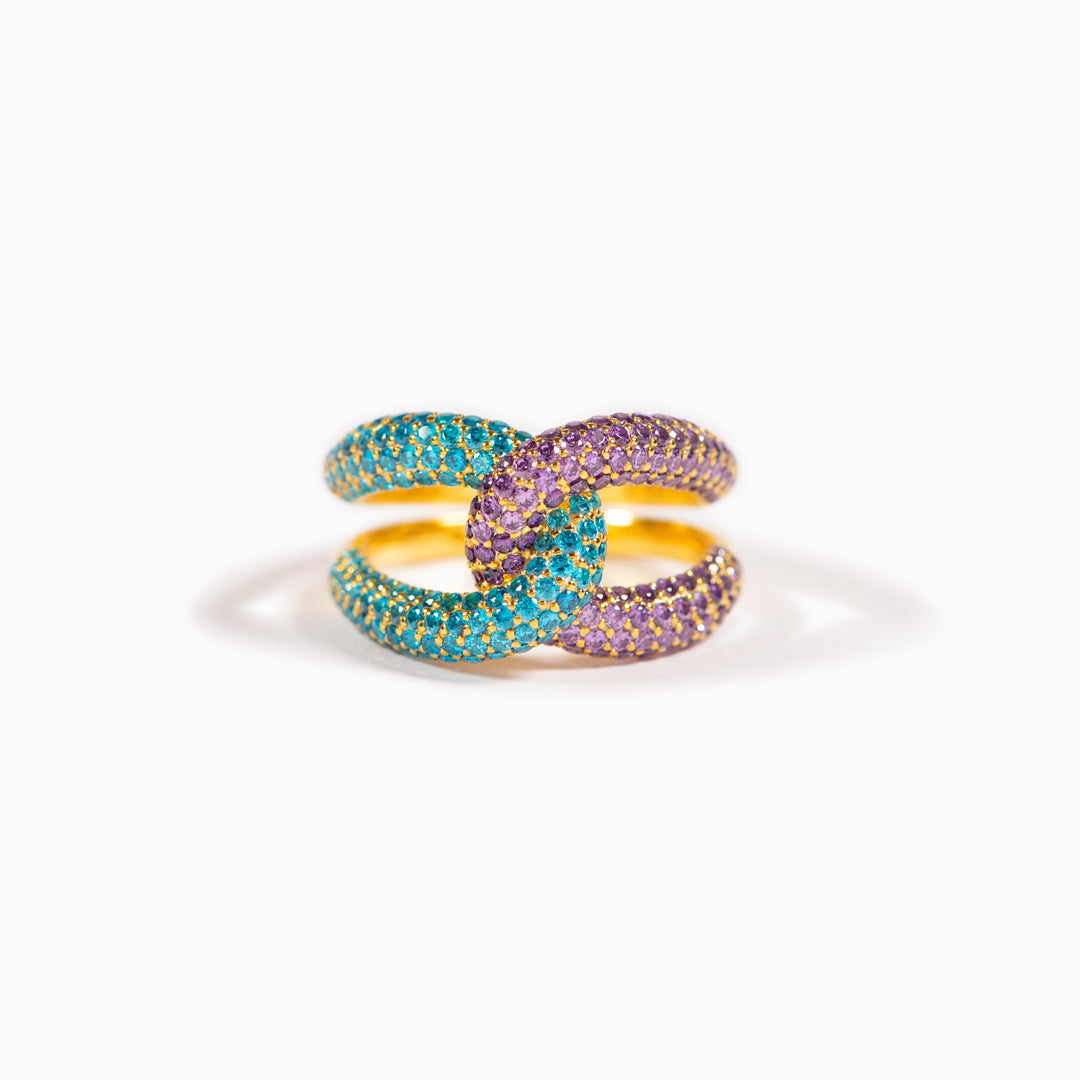 Mother&Daughter Bond Woven By Love Birthstones Chunky Link Ring