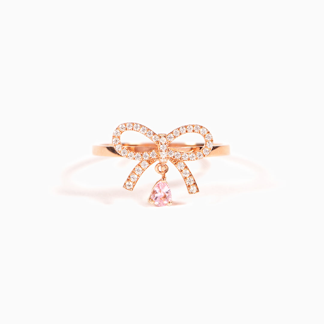 Sterling Silver Bow Ring With Rose Gold Plating