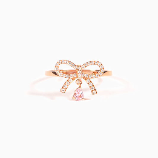 Sterling Silver Bow Ring With Rose Gold Plating