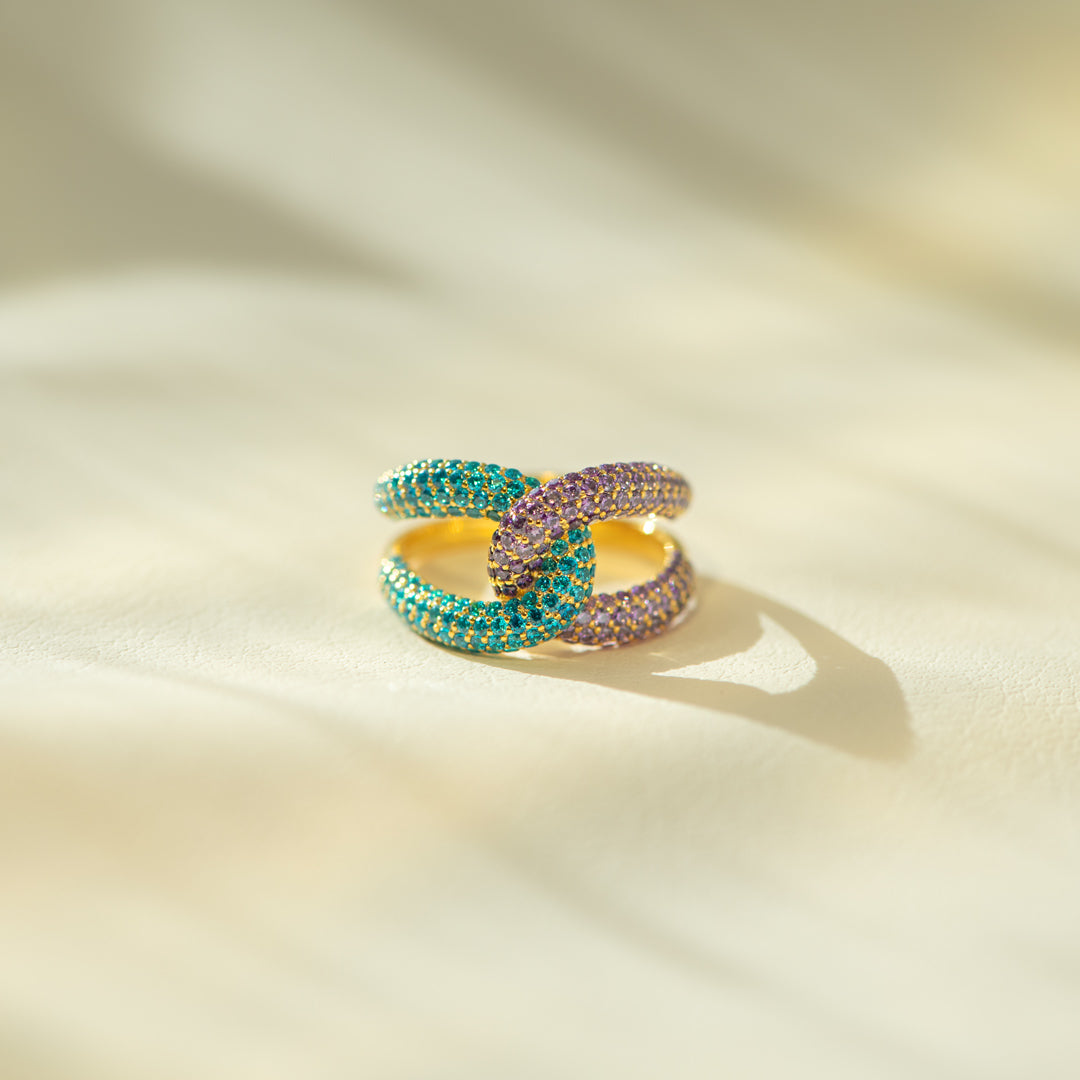 Mother&Daughter Bond Woven By Love Birthstones Chunky Link Ring