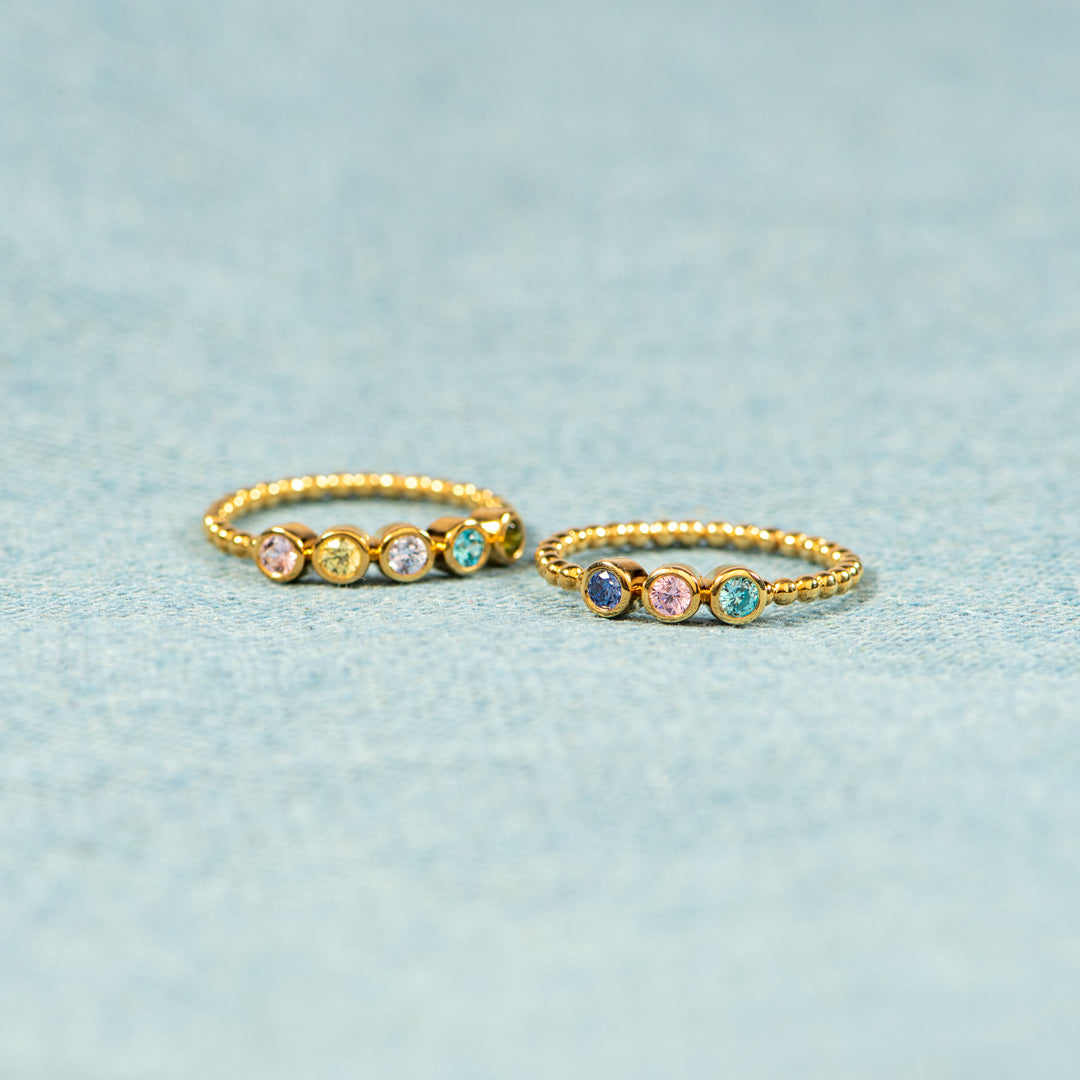 1-5 Birthstones Stackable Beaded Ring