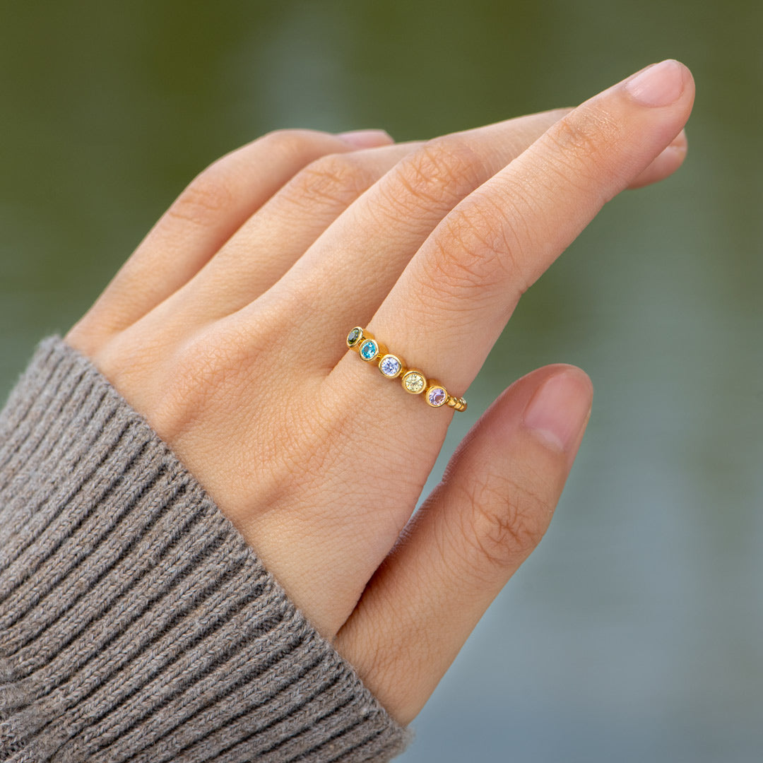 1-5 Birthstones Stackable Beaded Ring