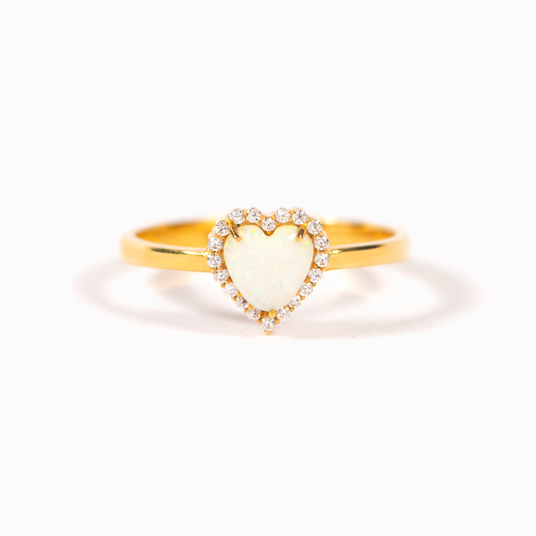 Mother&Daughter Together For Life Matching Heart Opal Ring