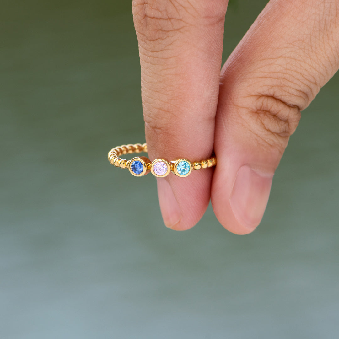 1-5 Birthstones Stackable Beaded Ring