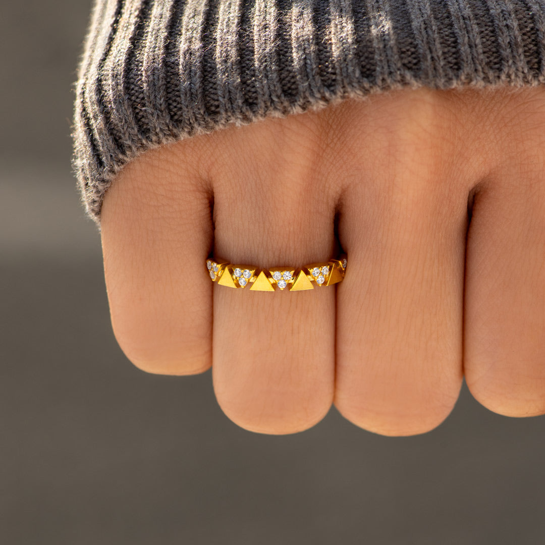 Life's Ups And Downs Geometric Triangle Ring