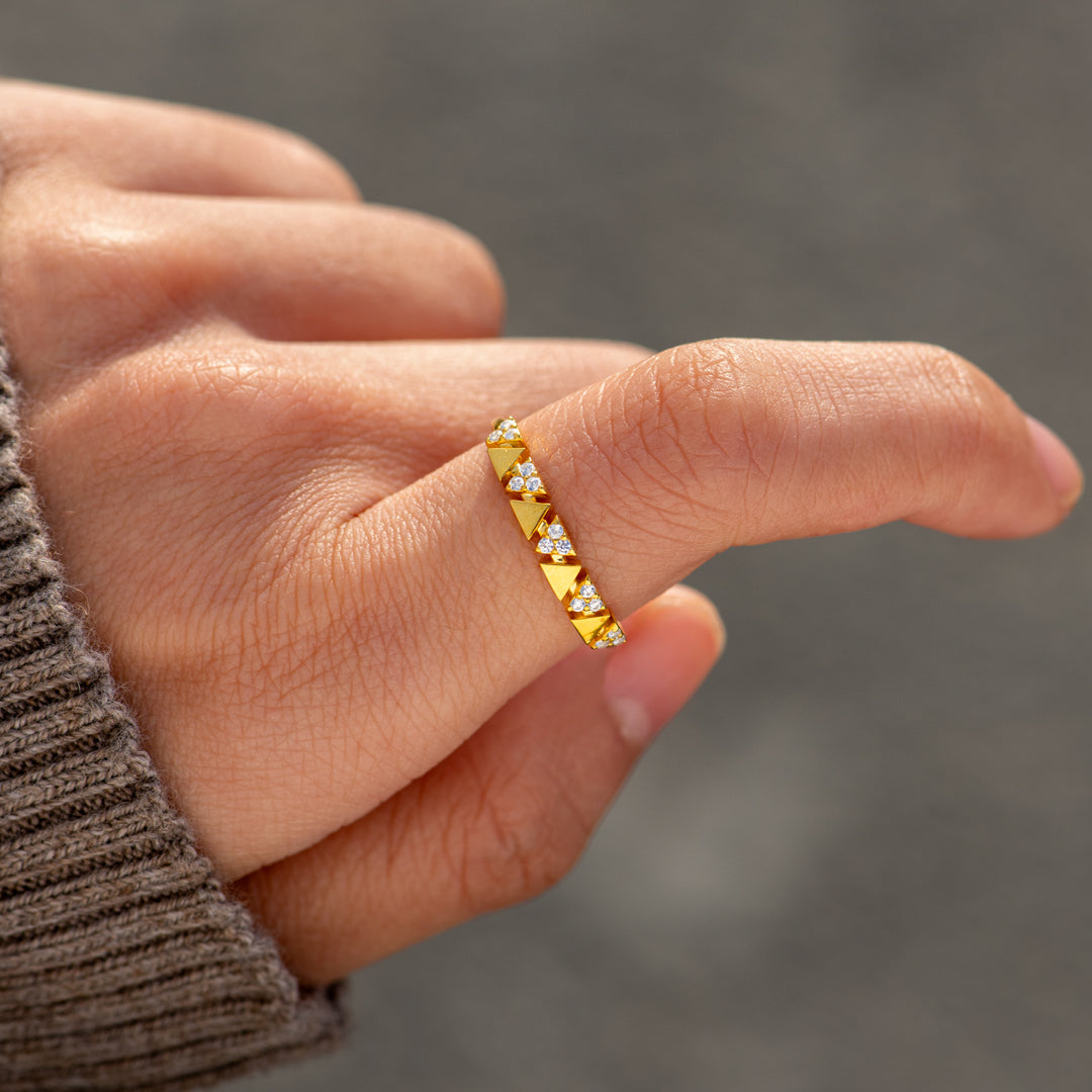 Life's Ups And Downs Geometric Triangle Ring