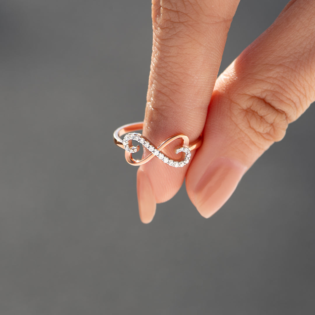 Forever Connected Two Hearts Infinity Ring
