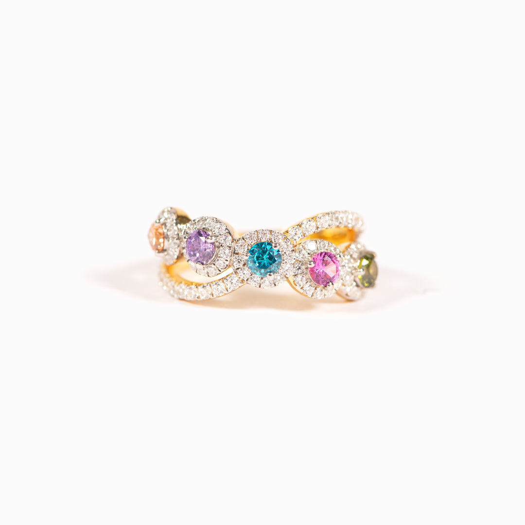 1-5 Birthstones Bezel Set Ring Band
