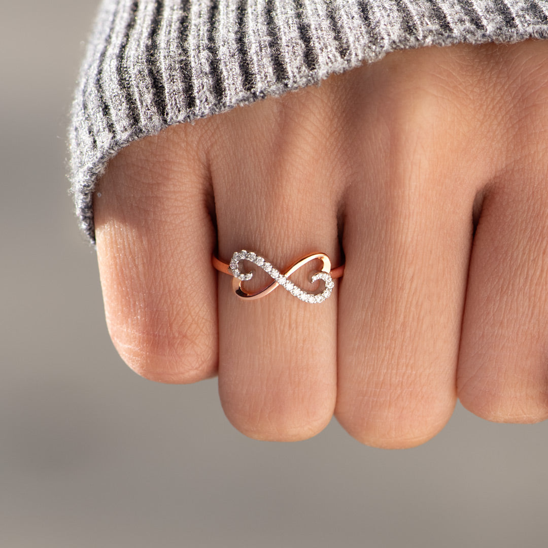 Forever Connected Two Hearts Infinity Ring