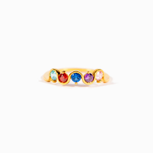 1-5 Birthstones Wave Ring