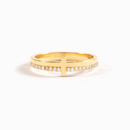 Religious Gifts-Pray On It Golden Cross Ring, Gifts For Daughter