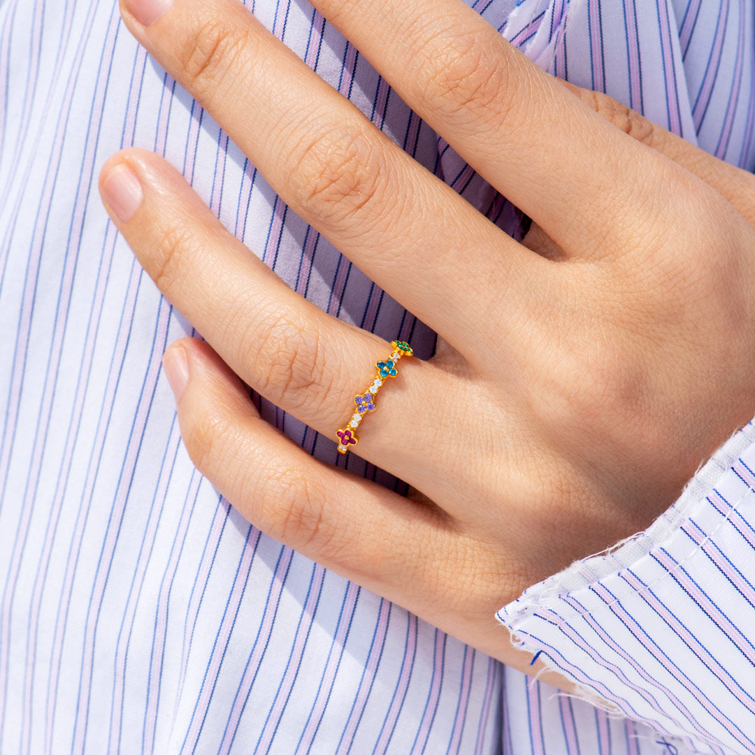 Mama's Lucky Charms 1-5 Birthstones Clover Ring