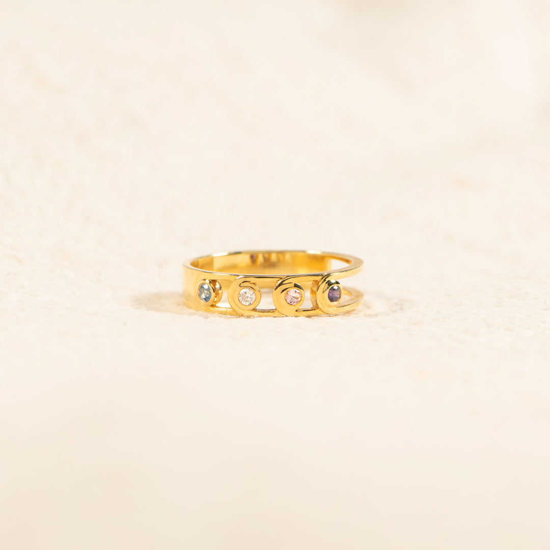 1-5 Birthstones Connecting Circle Ring