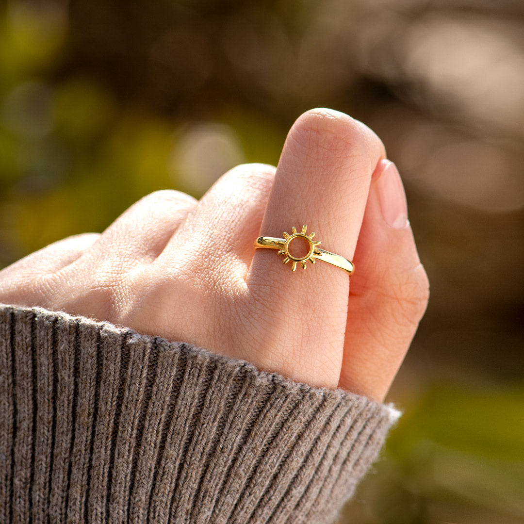 Light Your Rainy Days Golden Sun Ring