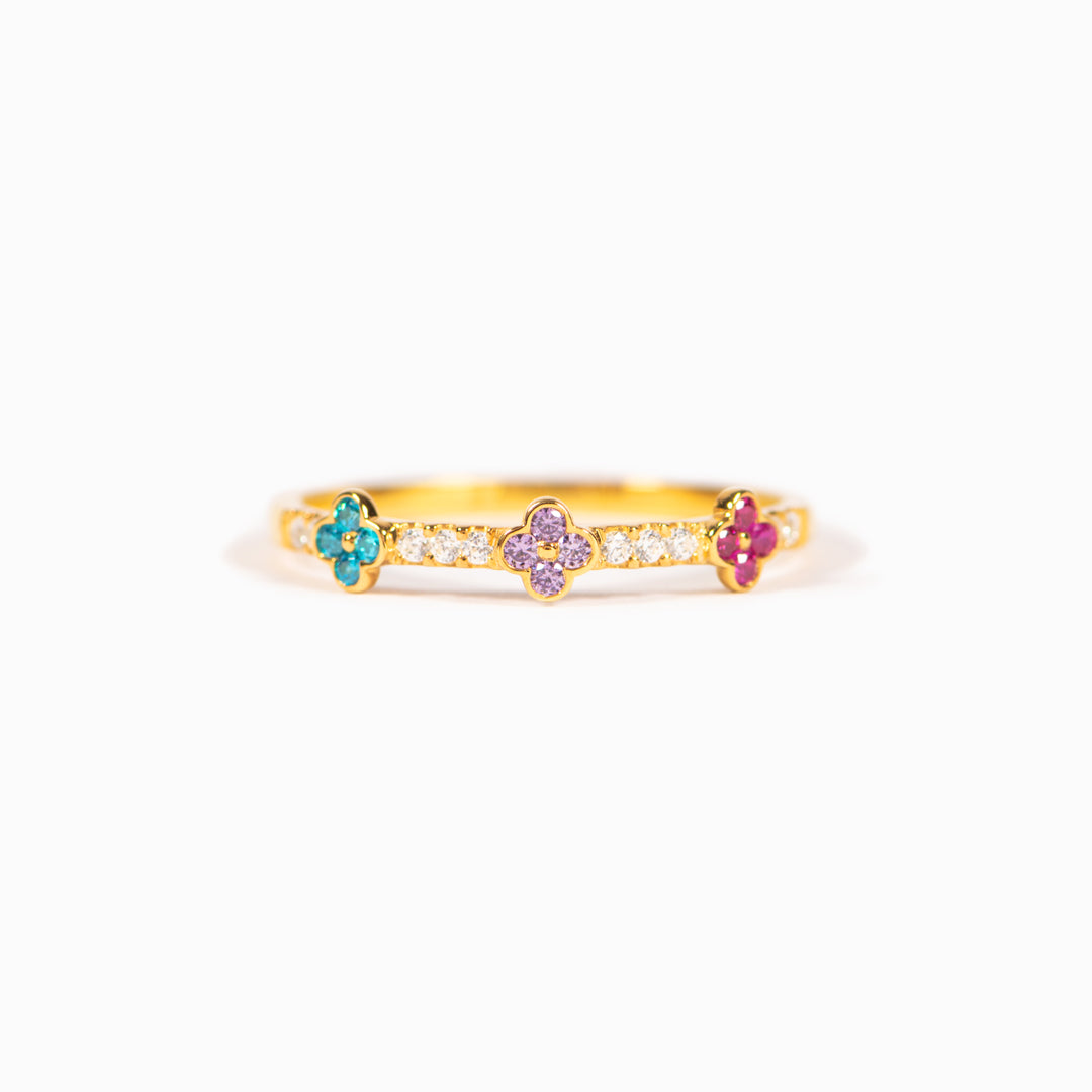 Mama's Lucky Charms 1-5 Birthstones Clover Ring