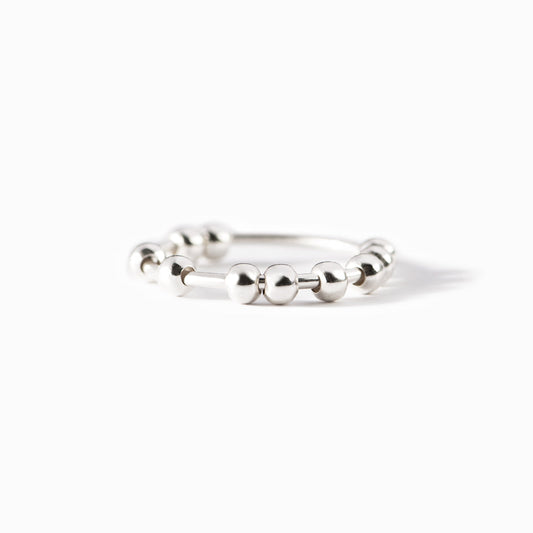 Sterling Silver Anti Anxiety Fidget Ring with Beads Spinners
