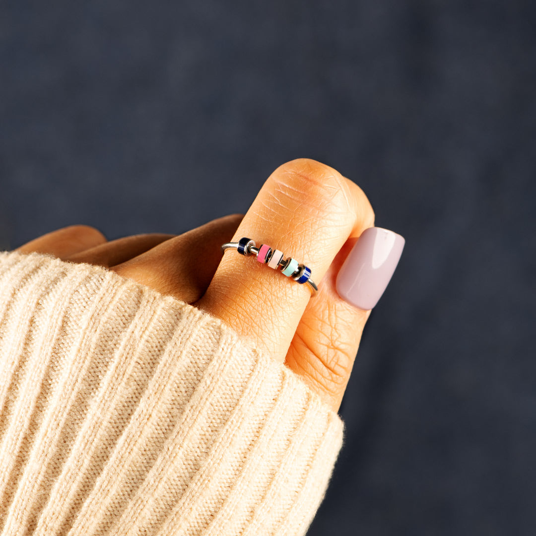 Spinning Enamel Fidget Anxiety Ring