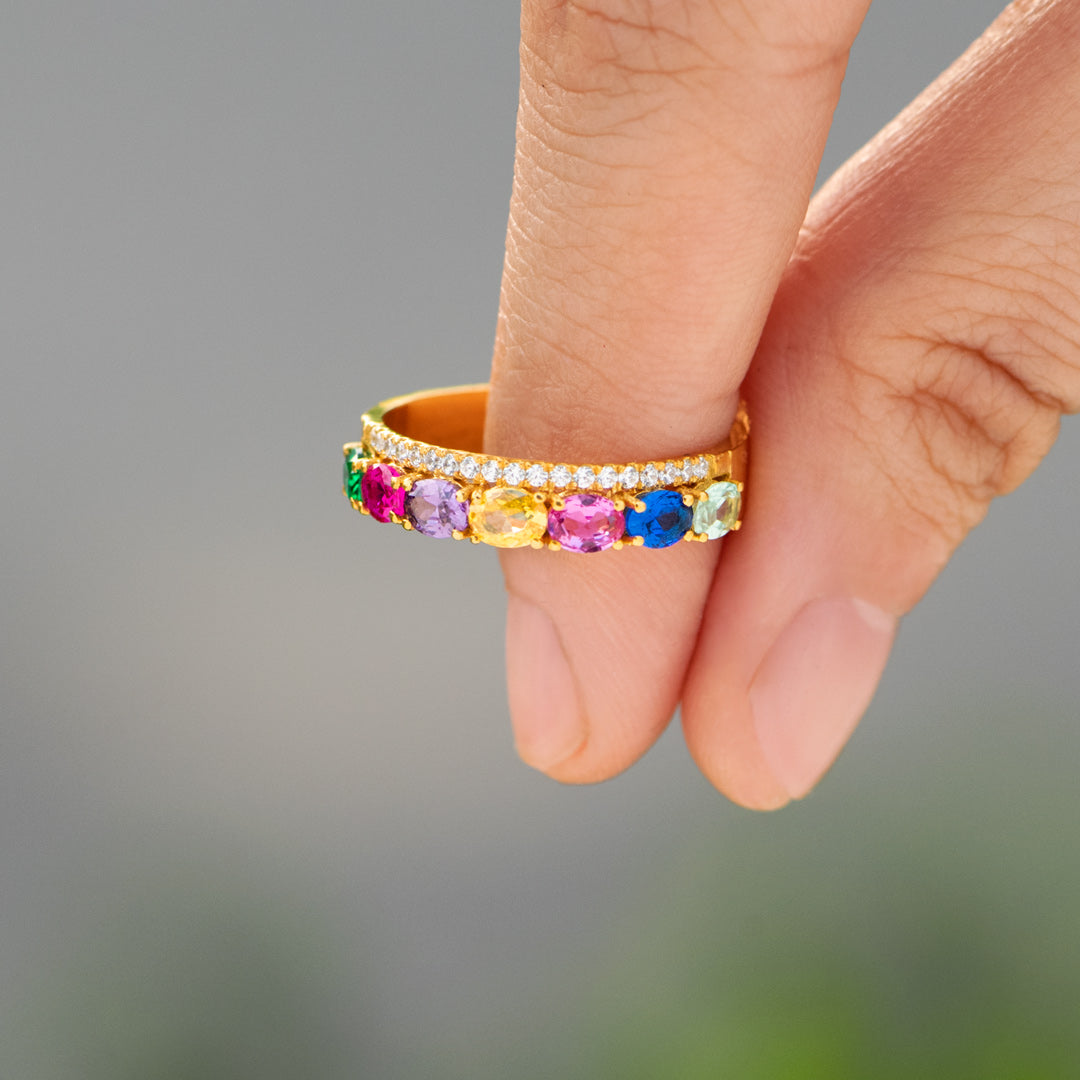 1-7 Oval Birthstones Ring
