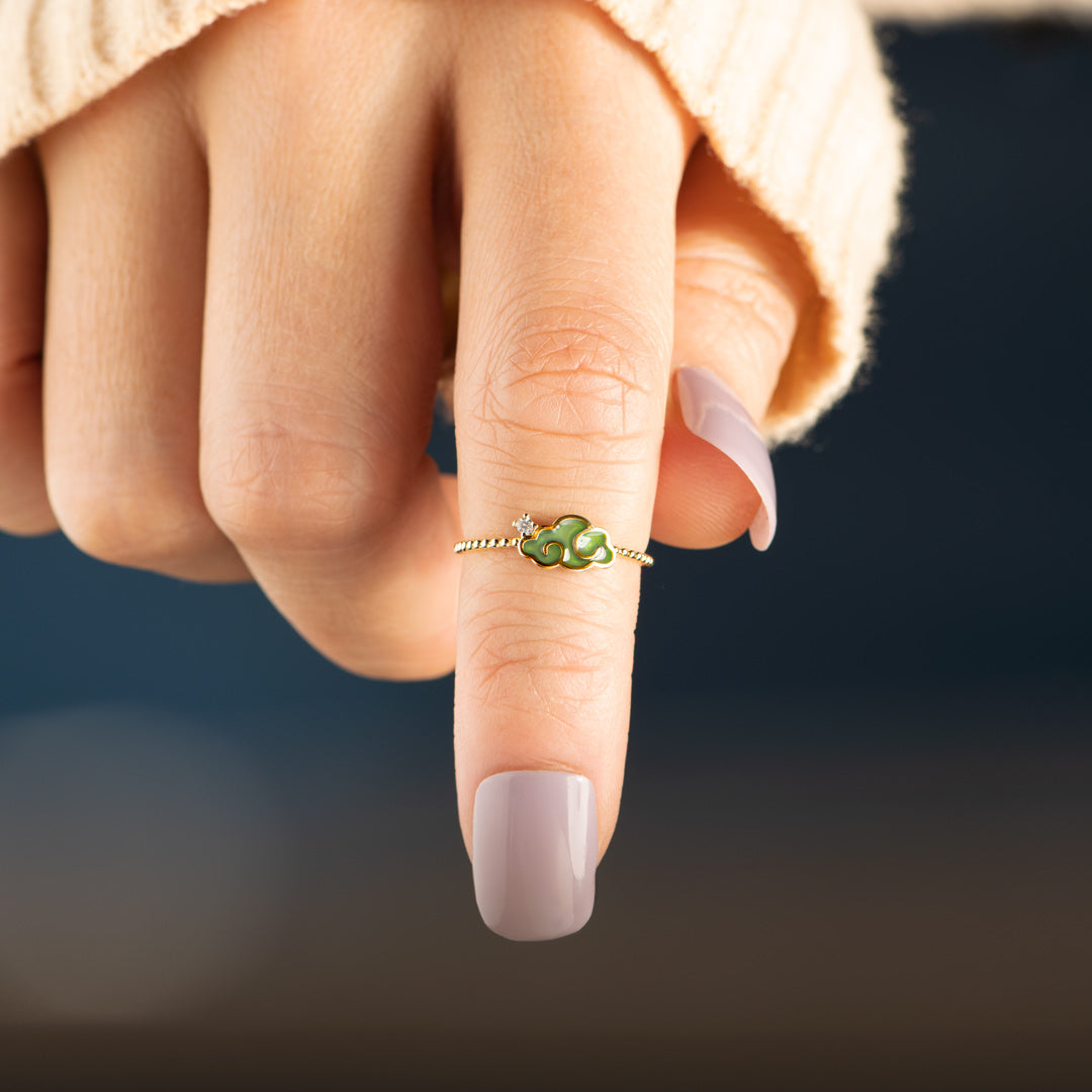 Enamel Auspicious Cloud Ring