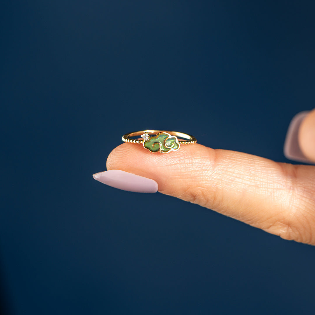 Enamel Auspicious Cloud Ring