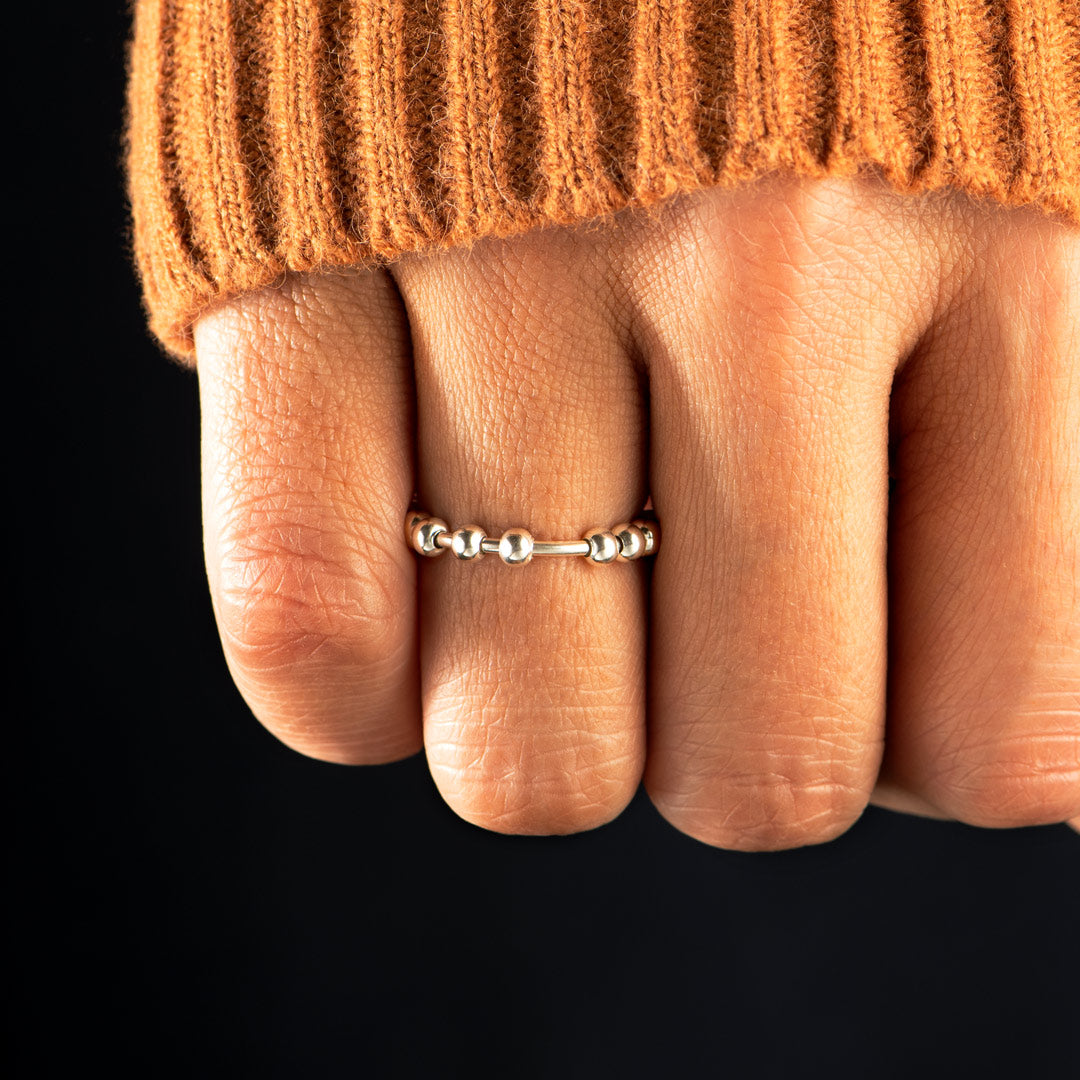 Sterling Silver Anti Anxiety Fidget Ring with Beads Spinners