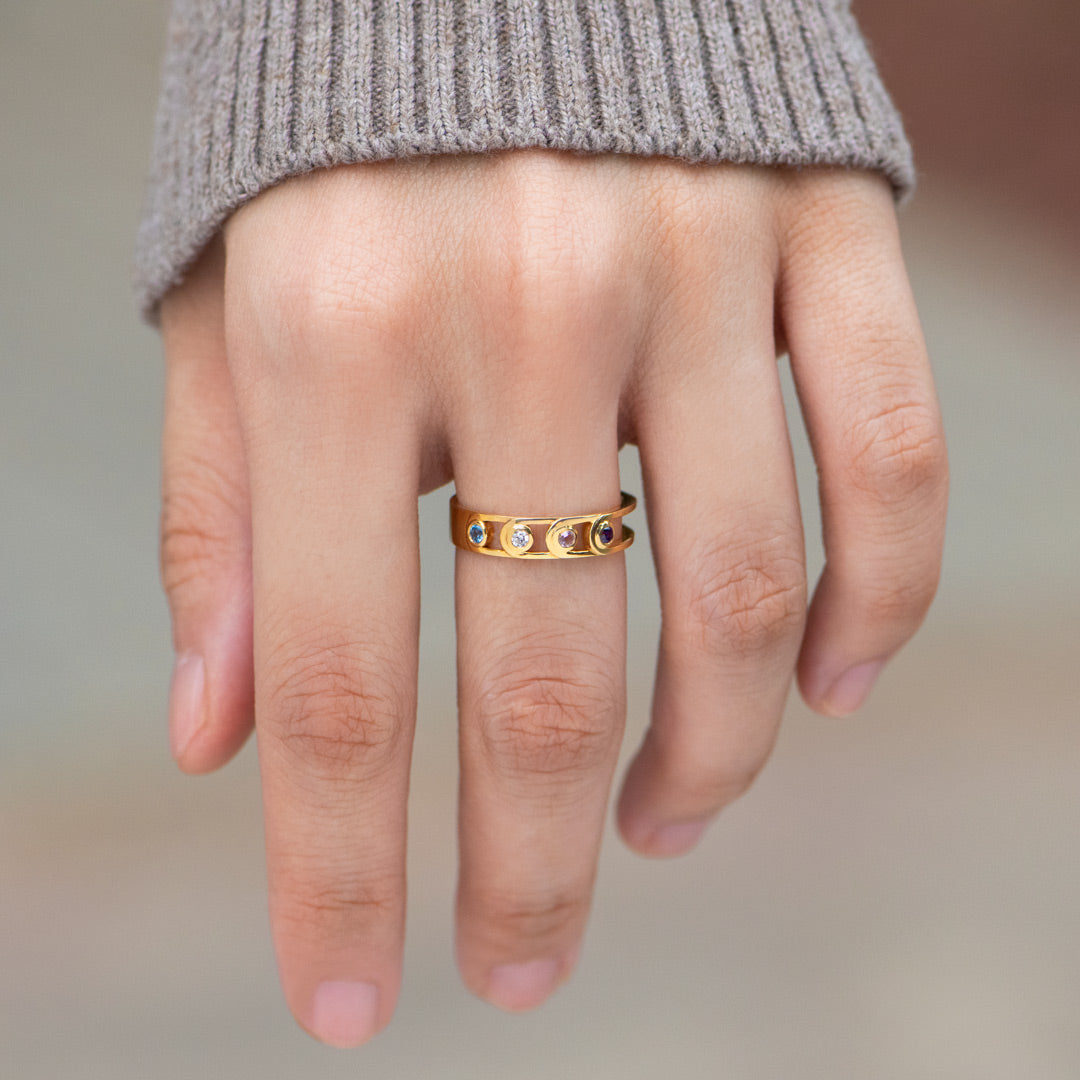 1-5 Birthstones Connecting Circle Ring