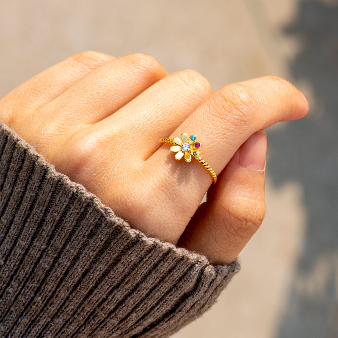 1-8 Birthstones Flower Ring
